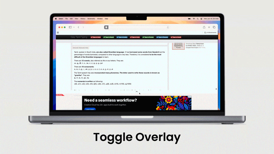 Toggle Overlay Ad Demo