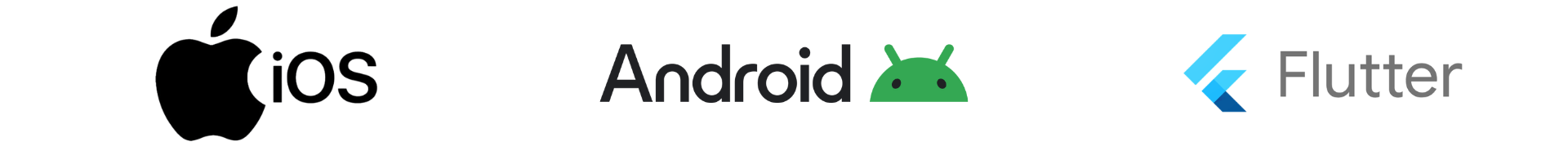 logos: ios, android, flutter